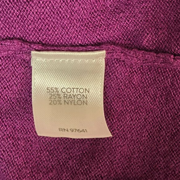 J Jill Purple Sweater Tunic Small Cotton Blend w Long Multicolor Fringed Scarf - Picture 9 of 14